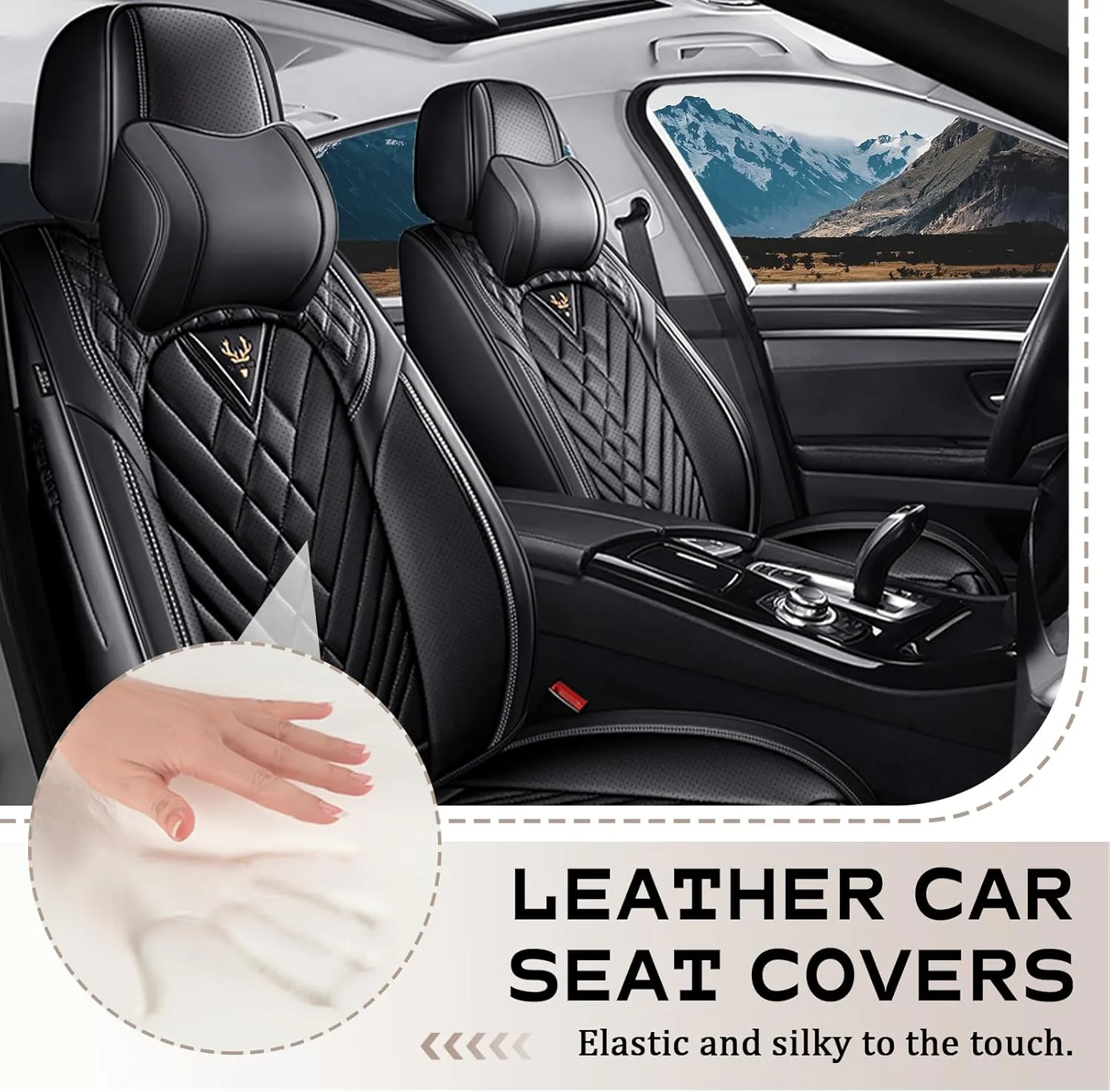 Car Seat Cover Fit for 99% DeTomaso Models Waterproof and Wear Resistant Seat Protection 2 Seat Deluxe Black