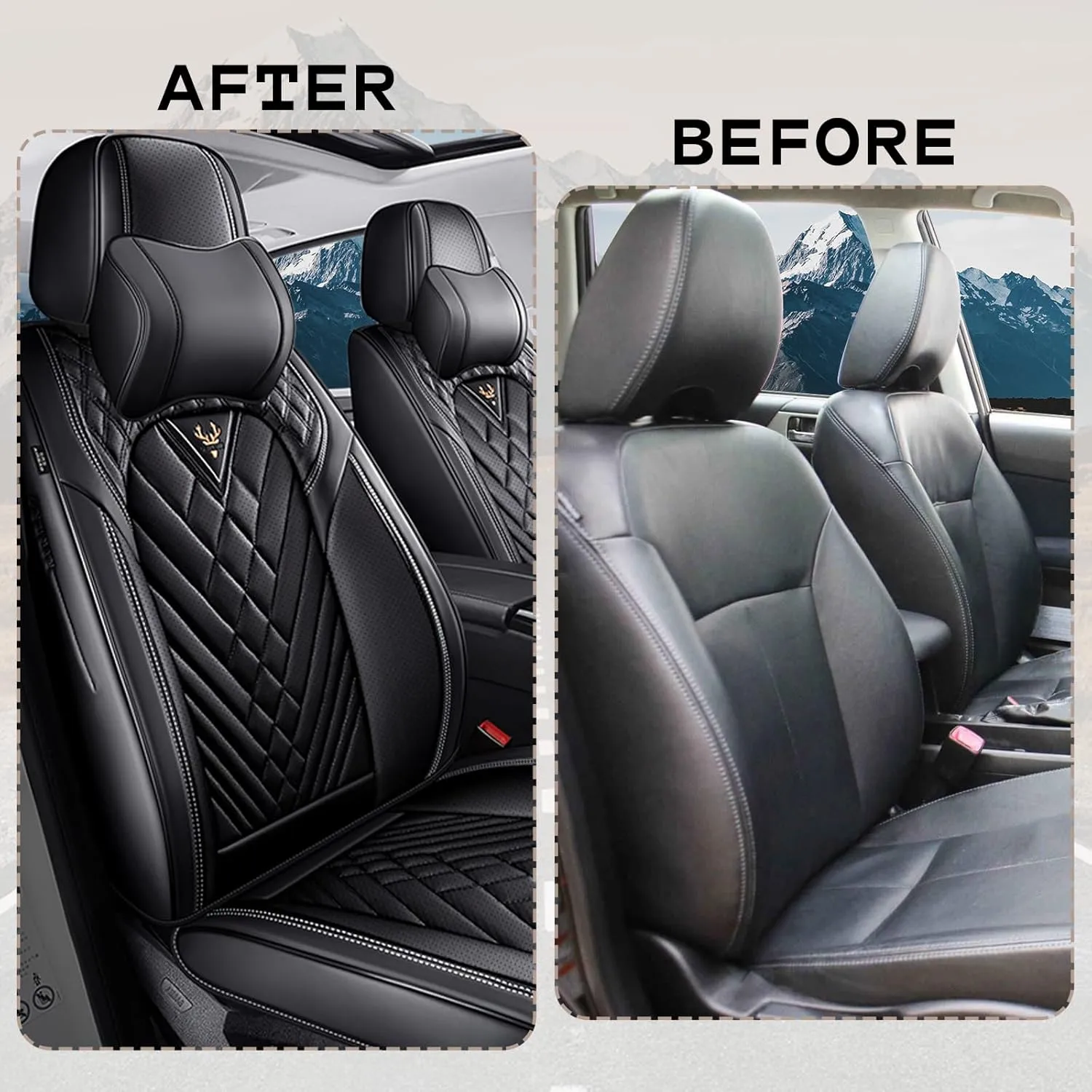 Car Seat Cover Fit for 99% DeTomaso Models Waterproof and Wear Resistant Seat Protection 2 Seat Deluxe Black