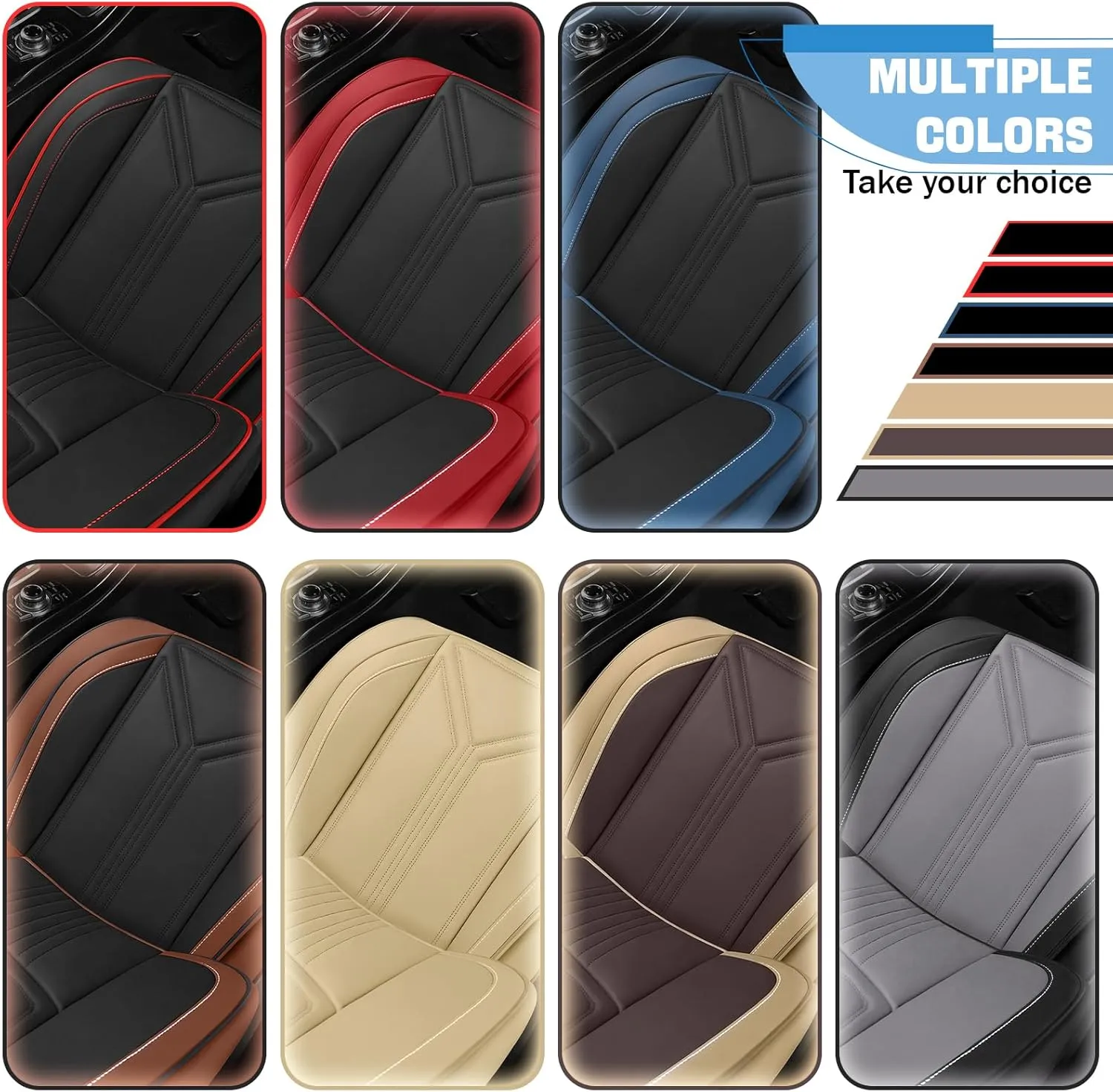 Car Seat Covers Fit for Acura Integra 2023-2025 Waterproof Automotive Seat Covers of Premium Nappa Leather(Front Row, Black & Red)