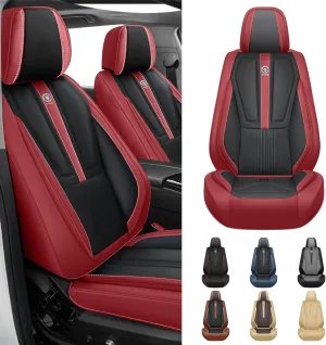 Car Seat Covers Fit for Acura Integra 2023-2025 Waterproof Automotive Seat Covers of Premium Nappa Leather(Front Row, Black & Red)