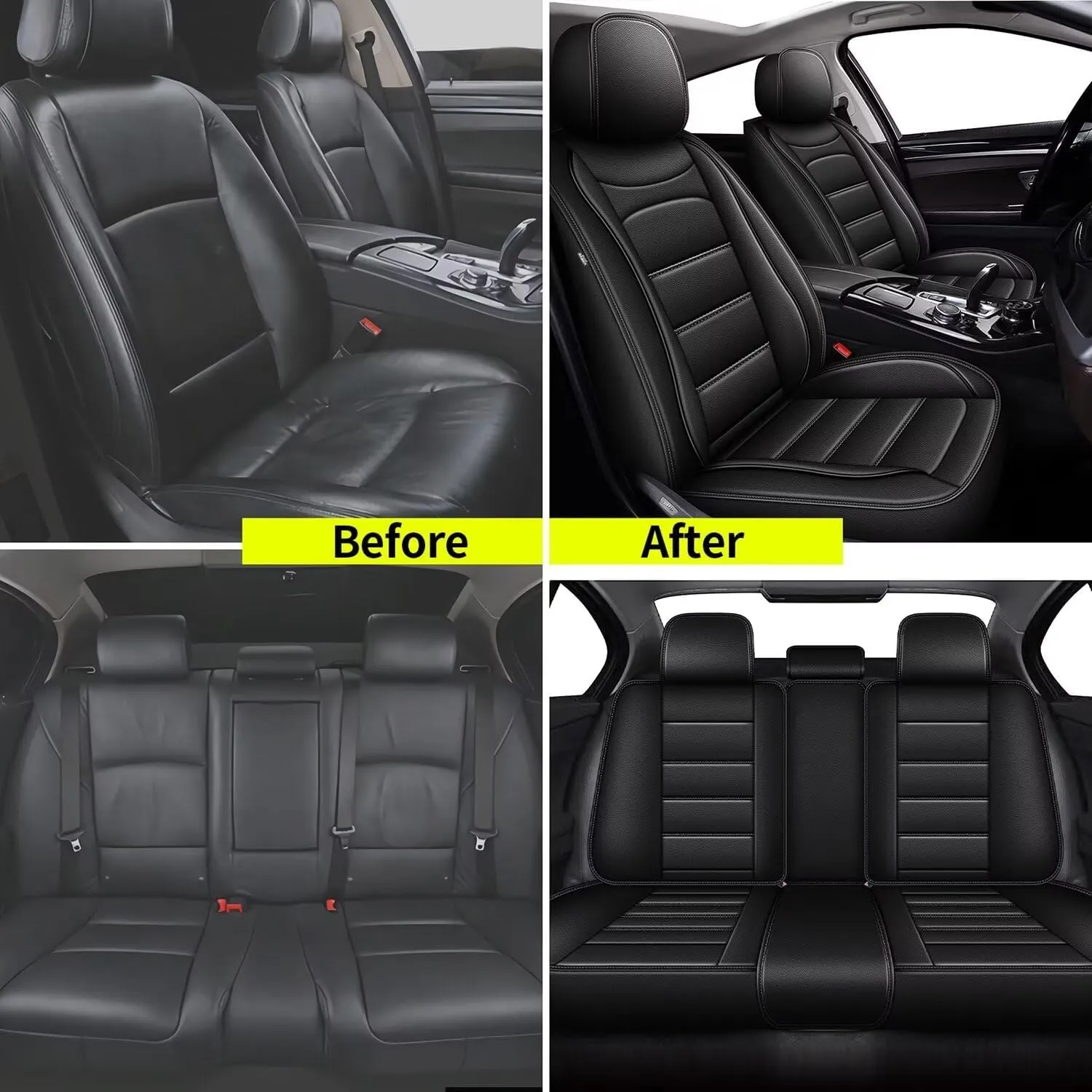 Car Seat Covers Fit for Lexus ES 350/300h 2007-2024 2025: Full Set Luxury Leather Automotive Seat Covers, Car Seat Protector(5 Seats, Black)