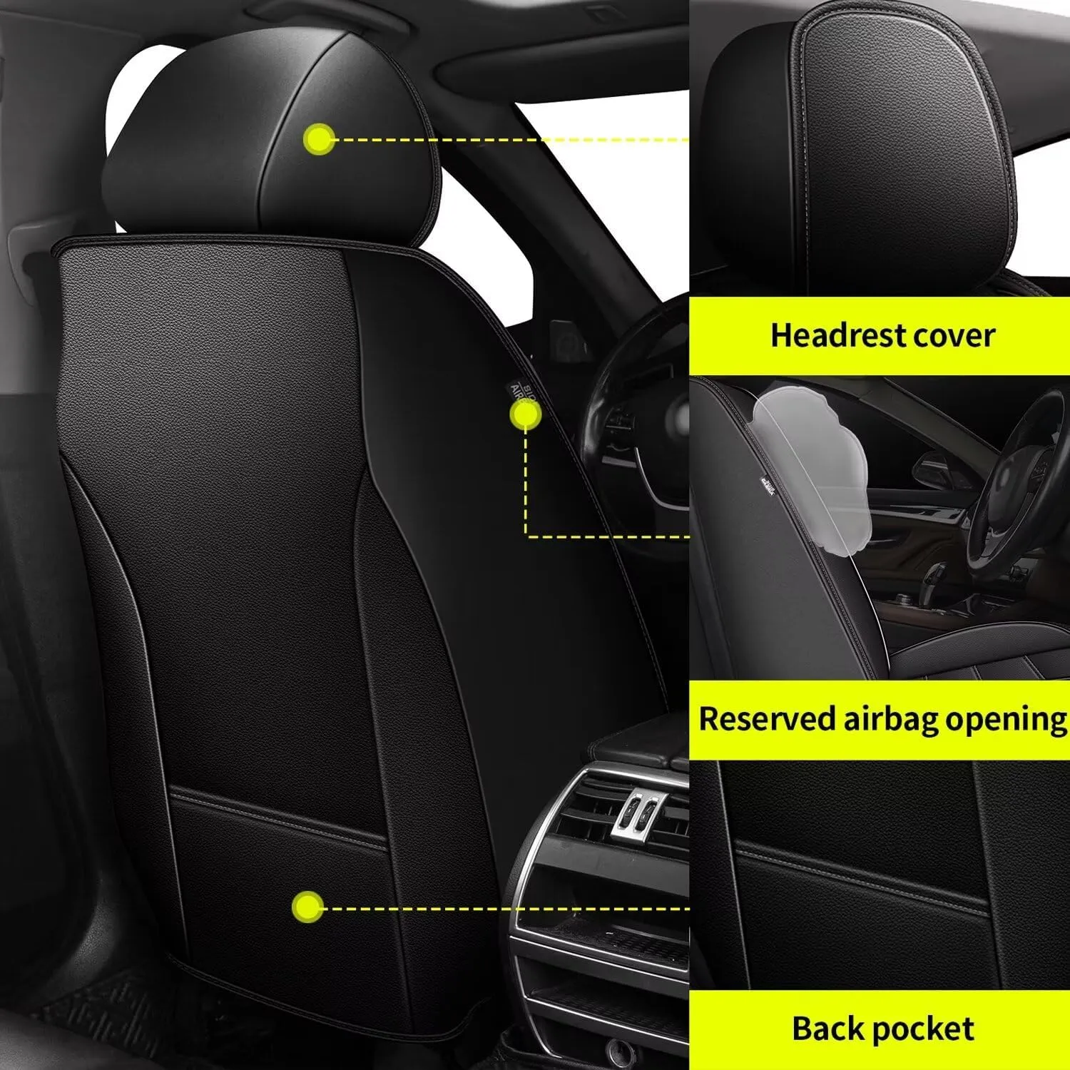 Car Seat Covers Fit for Lexus ES 350/300h 2007-2024 2025: Full Set Luxury Leather Automotive Seat Covers, Car Seat Protector(5 Seats, Black)