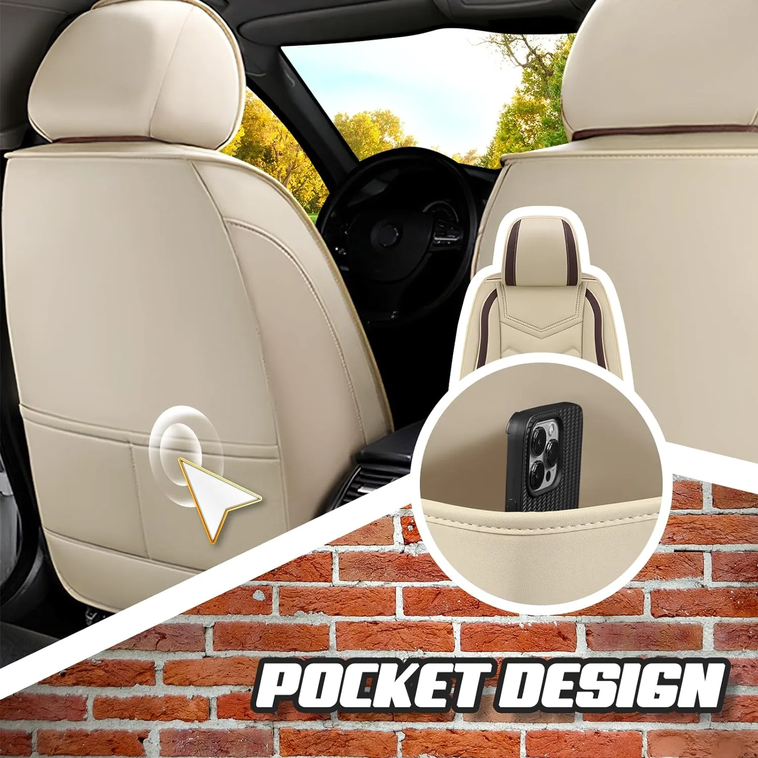 Car Seat Covers for Acura MDX 2001-2025, Premium Nappa Leather Car Seat Cover, Stylish Sport Seat Covers， Automobile Seat Cover Sets.(Luxury 5 Seats/Beige)