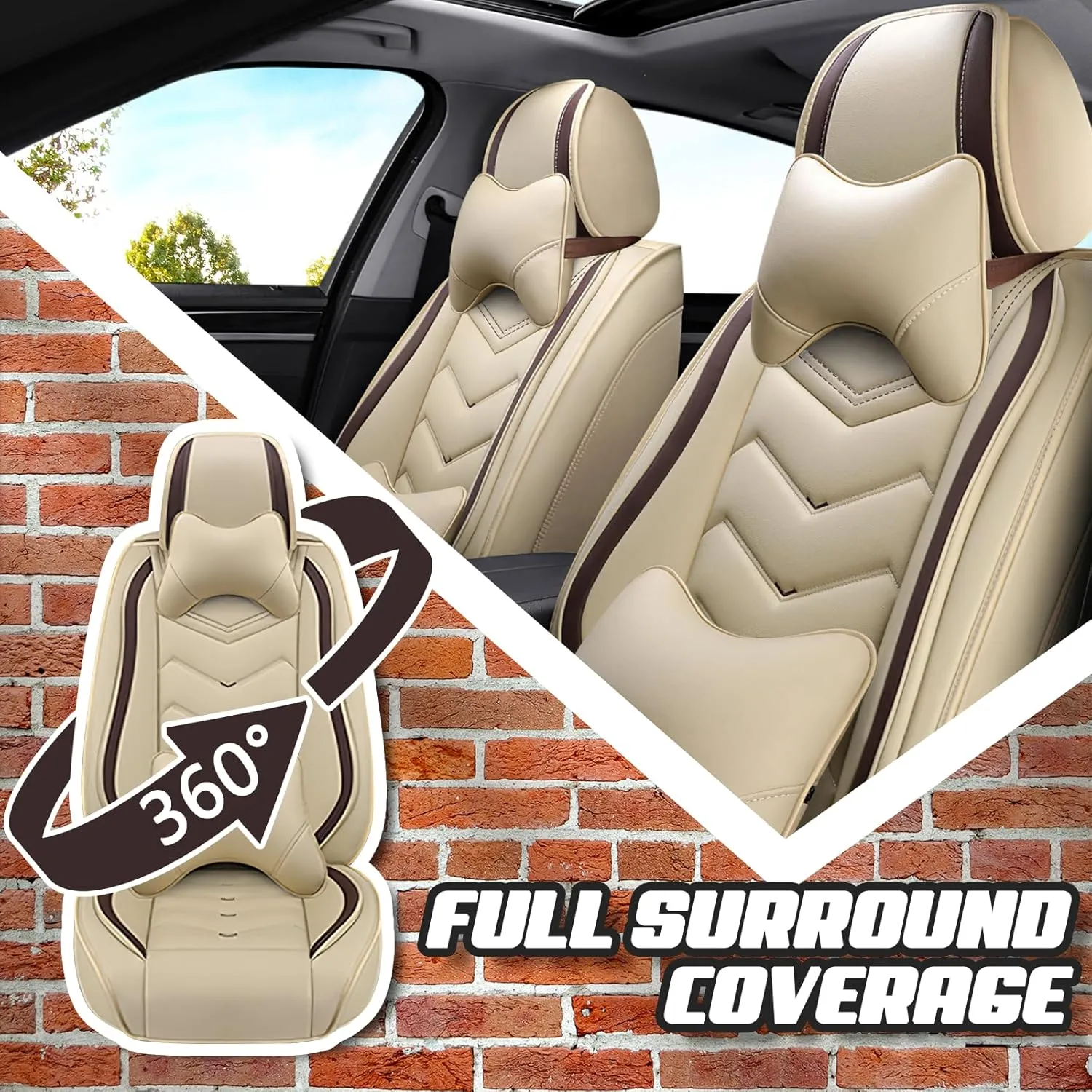 Car Seat Covers for Acura MDX 2001-2025, Premium Nappa Leather Car Seat Cover, Stylish Sport Seat Covers， Automobile Seat Cover Sets.(Luxury 5 Seats/Beige)