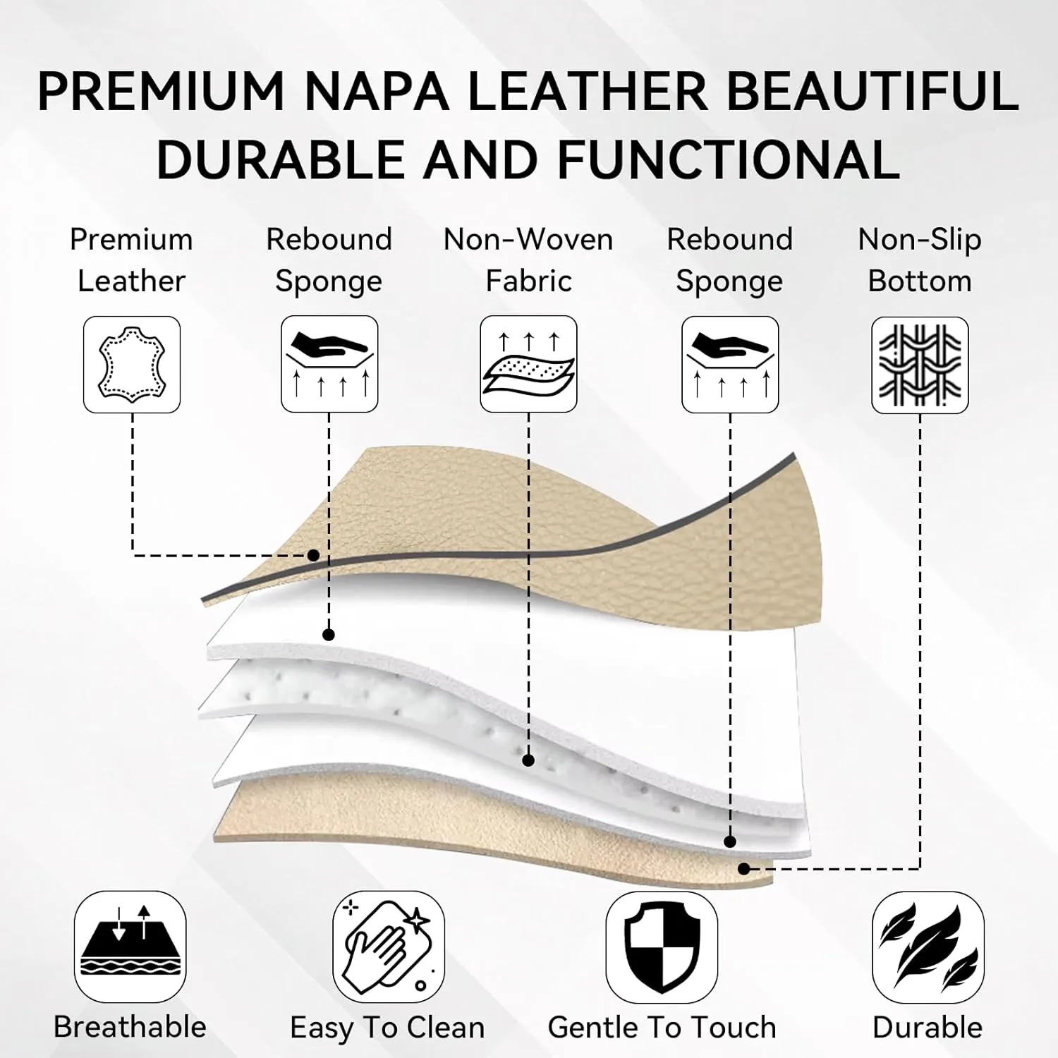 Car Seat Covers for Chevy Suburban 2008-2025, Waterproof Nappa Leather Seat Cover, Anti-Slip Car Seat Covers, Airbag Compatible, Automobile Seat Covers Sets.(Standard 2 Seats/Beige)