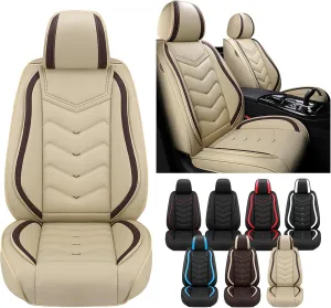 Car Seat Covers for Chevy Suburban 2008-2025, Waterproof Nappa Leather Seat Cover, Anti-Slip Car Seat Covers, Airbag Compatible, Automobile Seat Covers Sets.(Standard 2 Seats/Beige)