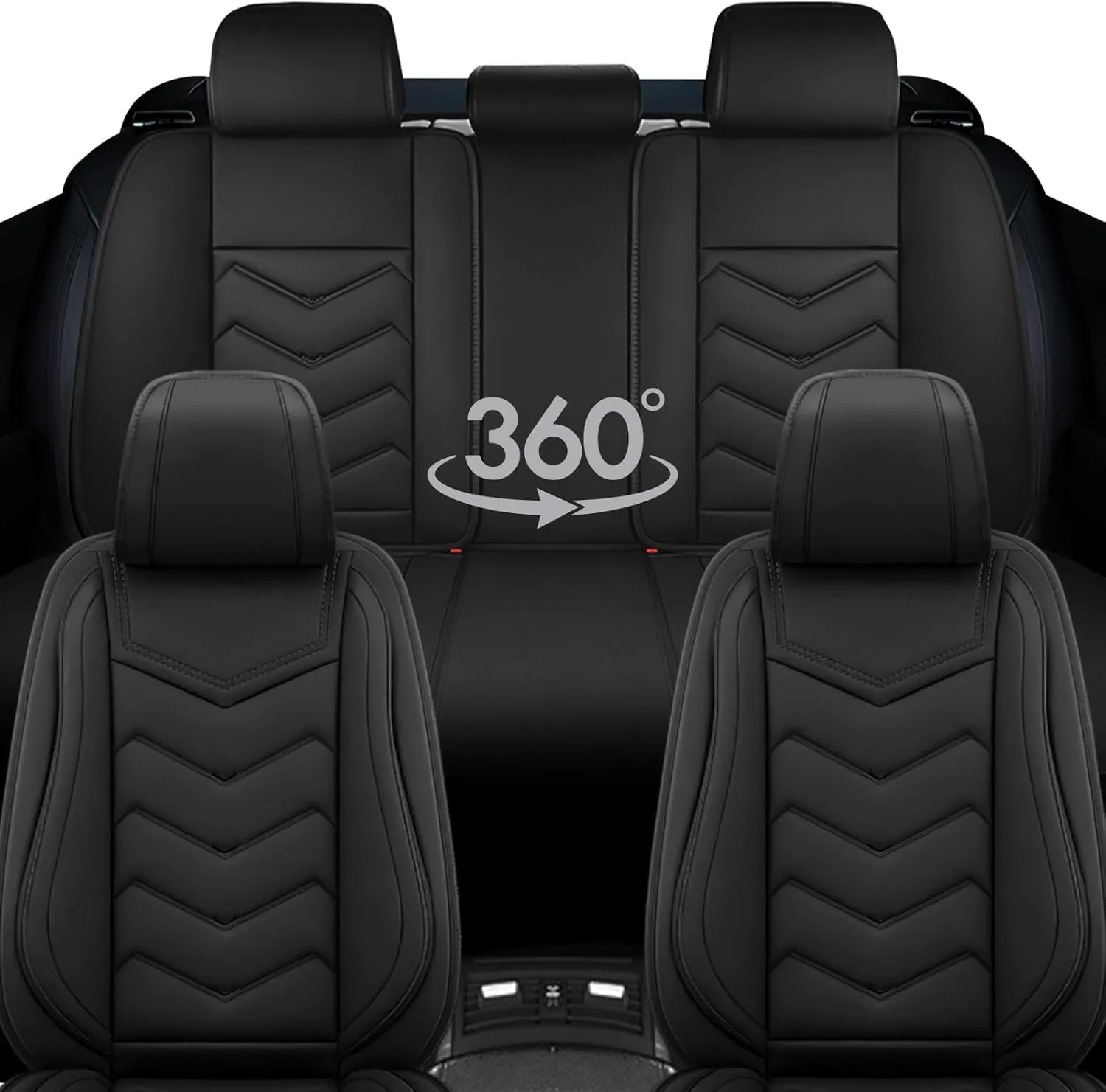 Car Seat Covers for Volkswagen Atlas 2018-2025, Waterproof Nappa Leather Seat Cover, Anti-Slip Car Seat Covers, Airbag Compatible, Automobile Seat Covers Sets.(Standard 5 Seats/Pure Black)