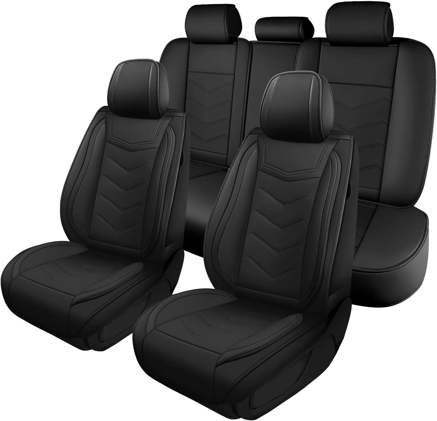 Car Seat Covers for Volkswagen Atlas 2018-2025, Waterproof Nappa Leather Seat Cover, Anti-Slip Car Seat Covers, Airbag Compatible, Automobile Seat Covers Sets.(Standard 5 Seats/Pure Black)
