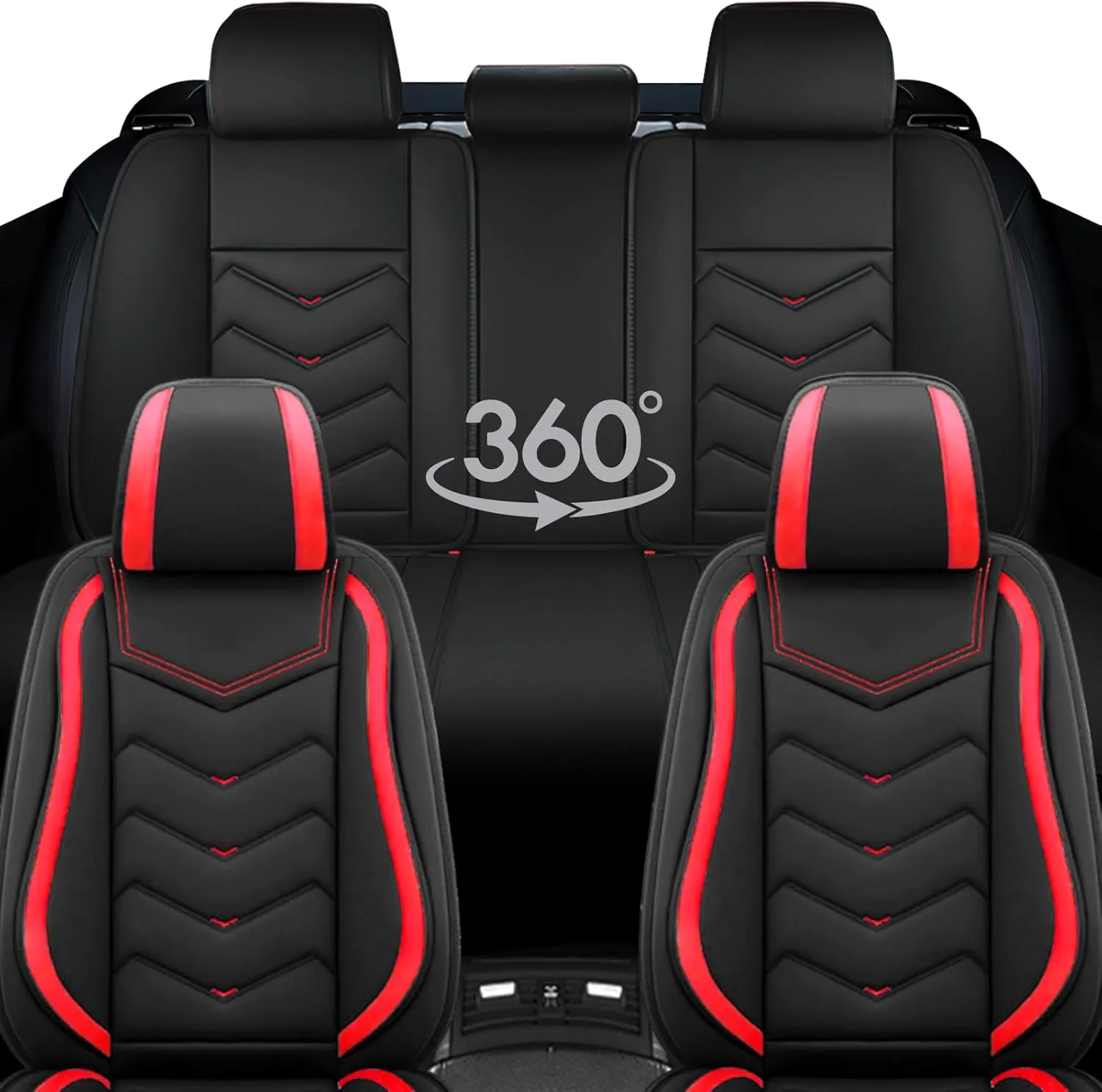 Car Seat Covers for Volkswagen Atlas 2018-2025, Waterproof Nappa Leather Seat Cover, Anti-Slip Car Seat Covers, Airbag Compatible, Automobile Seat Covers Sets.(Standard 5 Seats/Red)