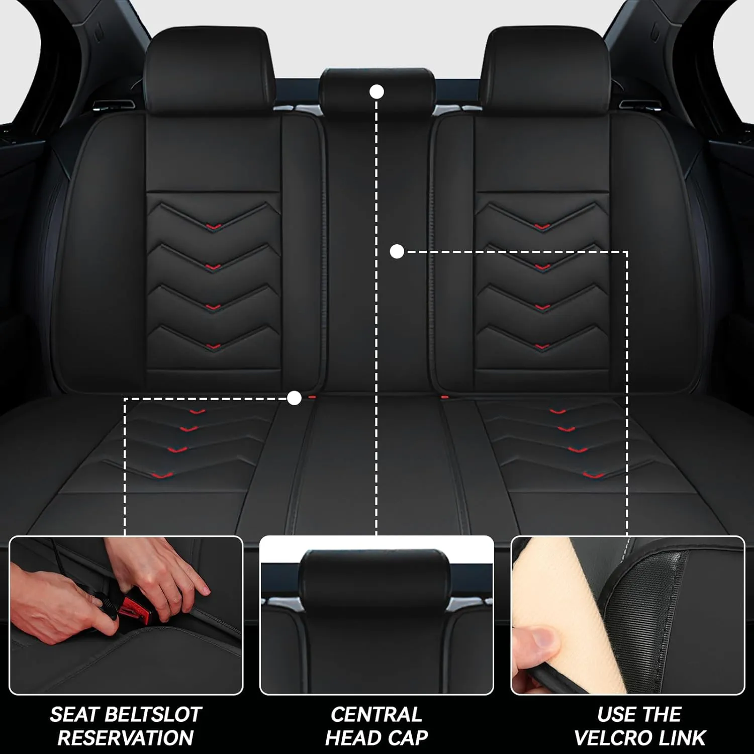 Car Seat Covers for Volkswagen Atlas 2018-2025, Waterproof Nappa Leather Seat Cover, Anti-Slip Car Seat Covers, Airbag Compatible, Automobile Seat Covers Sets.(Standard 5 Seats/Red)