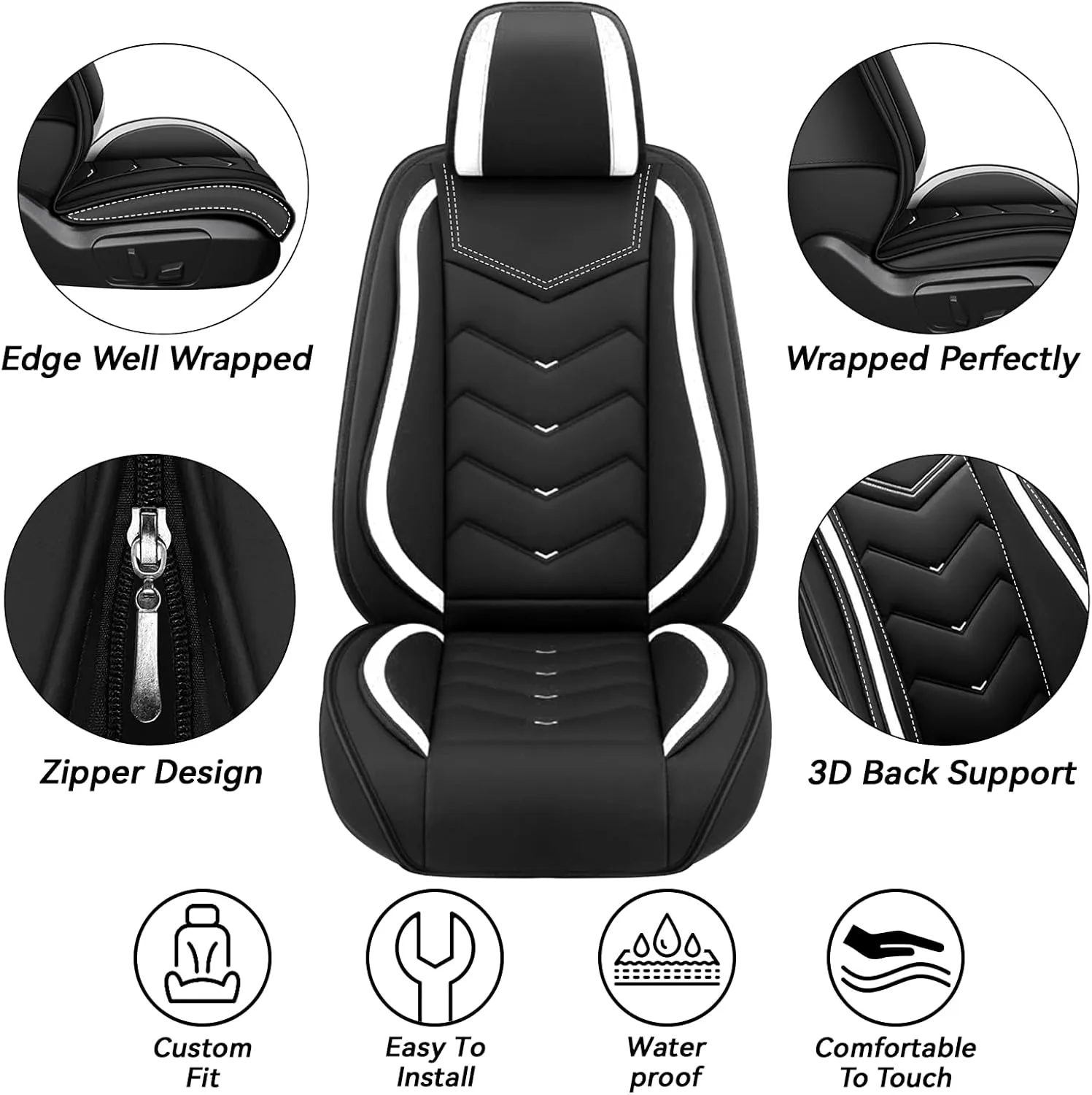 Car Seat Covers for Volkswagen Atlas 2018-2025, Waterproof Nappa Leather Seat Cover, Anti-Slip Car Seat Covers, Airbag Compatible, Automobile Seat Covers Sets.(Standard 5 Seats/White)