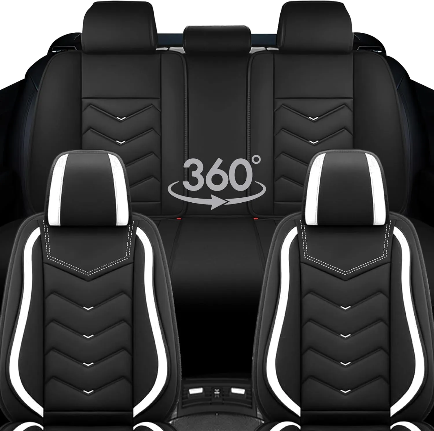 Car Seat Covers for Volkswagen Atlas 2018-2025, Waterproof Nappa Leather Seat Cover, Anti-Slip Car Seat Covers, Airbag Compatible, Automobile Seat Covers Sets.(Standard 5 Seats/White)