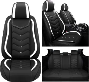 Car Seat Covers for Volkswagen Atlas 2018-2025, Waterproof Nappa Leather Seat Cover, Anti-Slip Car Seat Covers, Airbag Compatible, Automobile Seat Covers Sets.(Standard 5 Seats/White)