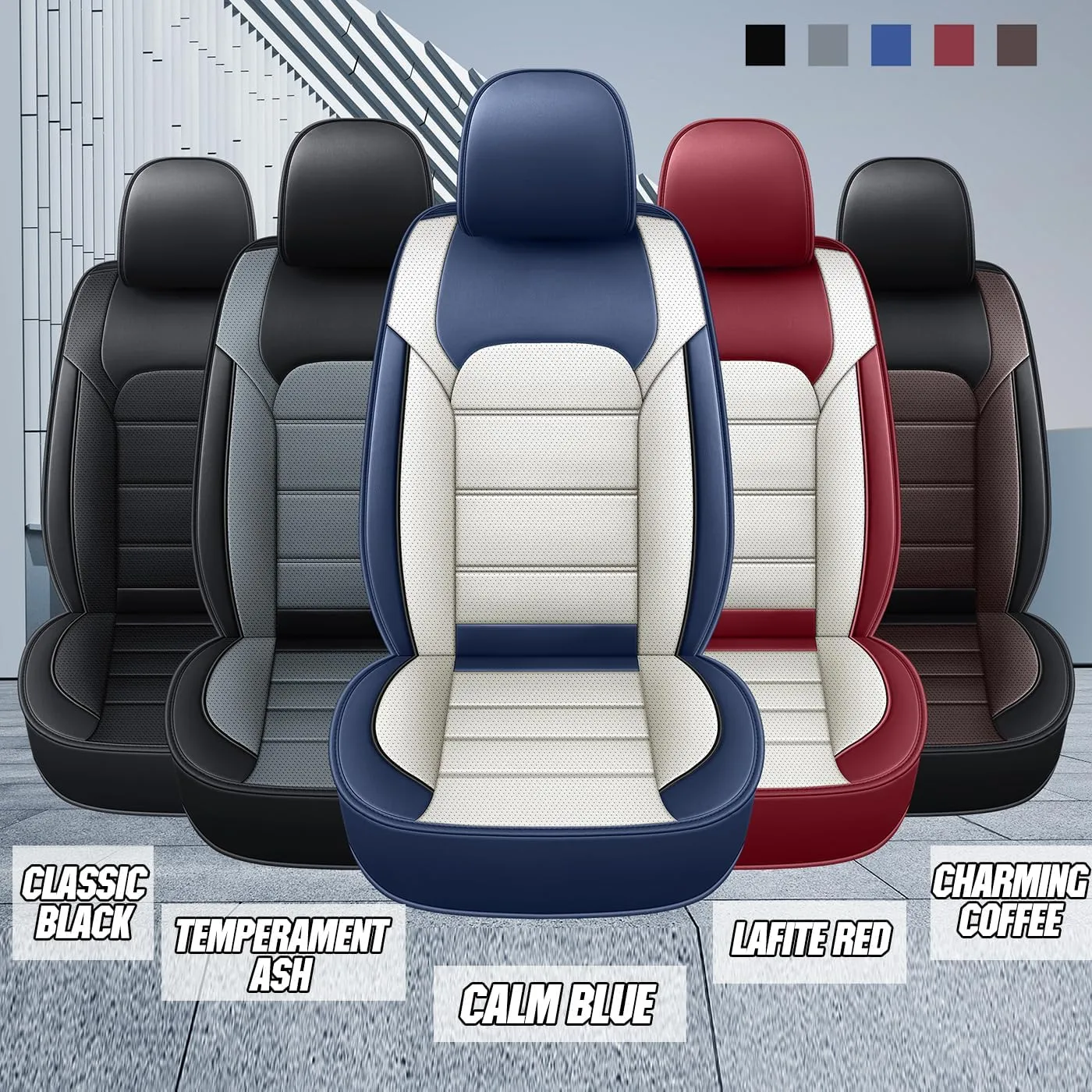 Car Seat Covers Full Set 3D Foam Back Support, 2 Front Seats Universal Fit for Most Trucks,Sedan and SUVs, Waterproof Leather Super Breathable, Storage Bags, All Season, Black   Coffee