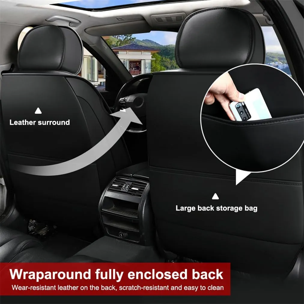 Car Seat Covers Full Set for Toyota for Tundra 2004-2025 Car Seat Protector Waterproof Leather Seat Cushion Interior Accessories MK88 Red Front Pair and Rear