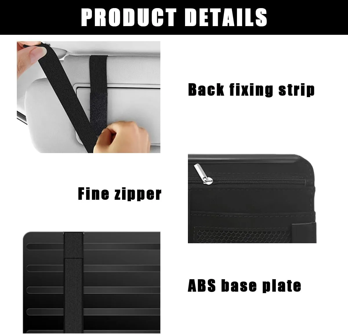 Car Sun Visor Organizer, Soft Leather Surface Eyeglasses Note Card Holder Car Storage Bag, Scratch-Resistant Waterproof Auto Sunshade Organizer Bag, Car Accessories (Black)