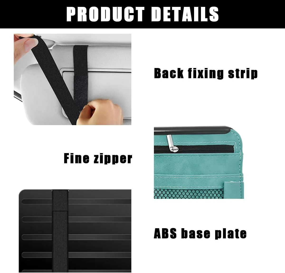 Car Sun Visor Organizer, Soft Leather Surface Eyeglasses Note Card Holder Car Storage Bag, Scratch-Resistant Waterproof Auto Sunshade Organizer Bag, Car Accessories (Blue)