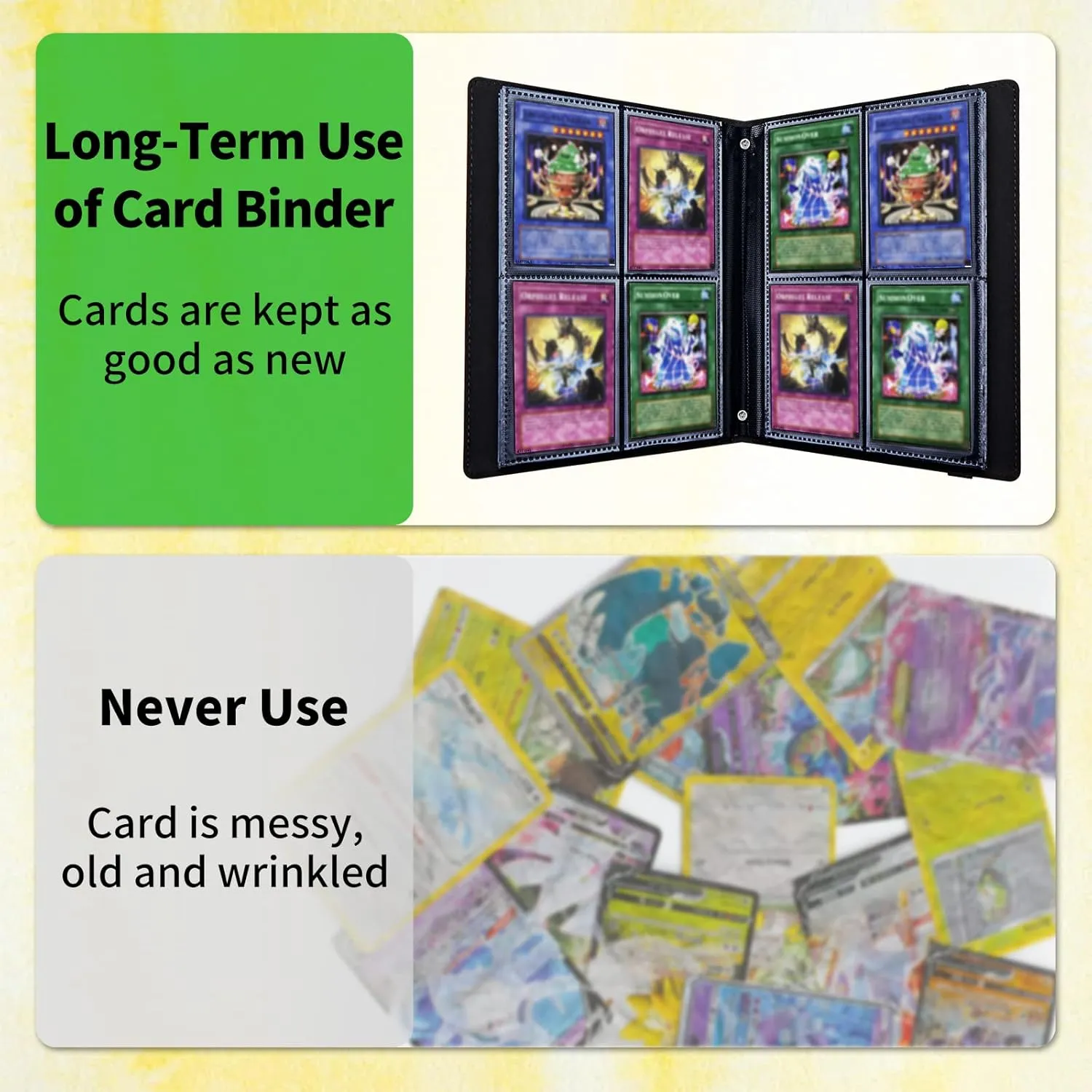 Card Binder 4 Pocket Trading Card Album Folder 400 Side Loading Pocket Binder Baseball Card Binder with Watercolor Cat Pattern Design Card Binder for Game Cards & Sports Cards