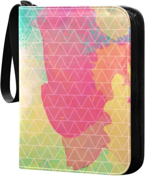 Card Binder 4 Pocket Trading Card Binder Holds 400 Cards with 50 Removable Sleeves for Boys Girls Game Cards Sports Cards Colorful Triangle Textures