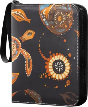 Card Binder 4 Pocket Trading Card Binder Holds 400 Cards with 50 Removable Sleeves for Boys Girls Game Cards Sports Cards Sea Turtles Dot Painting