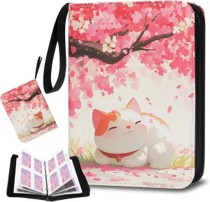 Card Binder 4 Pockets, HYNANCE Card Holder for Yoto Cards 400 Pockets Portable Trading Card Binder with 50 Removable Card Sleeves and Zipper for Boys Girls Organized