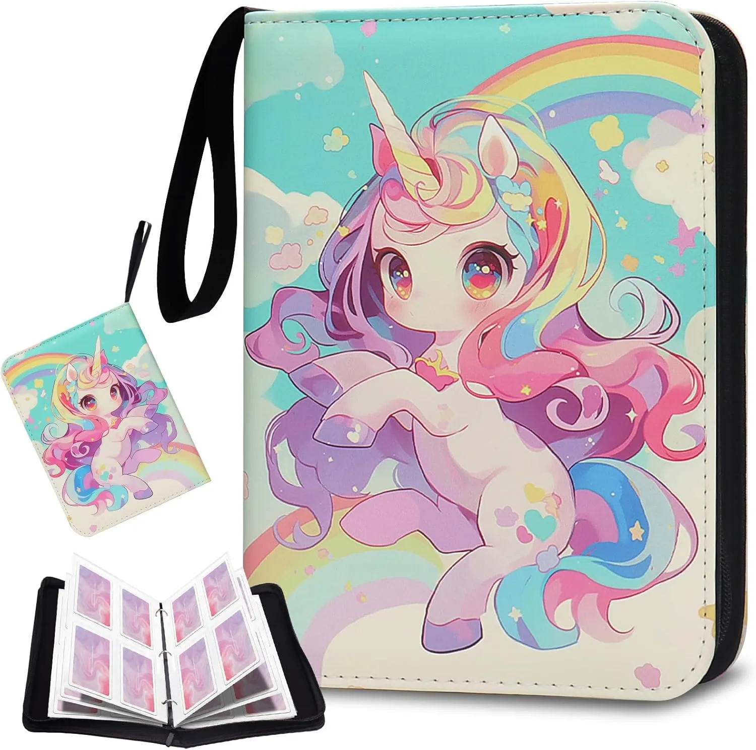 Card Binder 400 Pockets, HYNANCE Trading Card Binder for Yoto 4-Pockets Portable Card Holder with 50 Removable Sheets for Boys Girls Organized