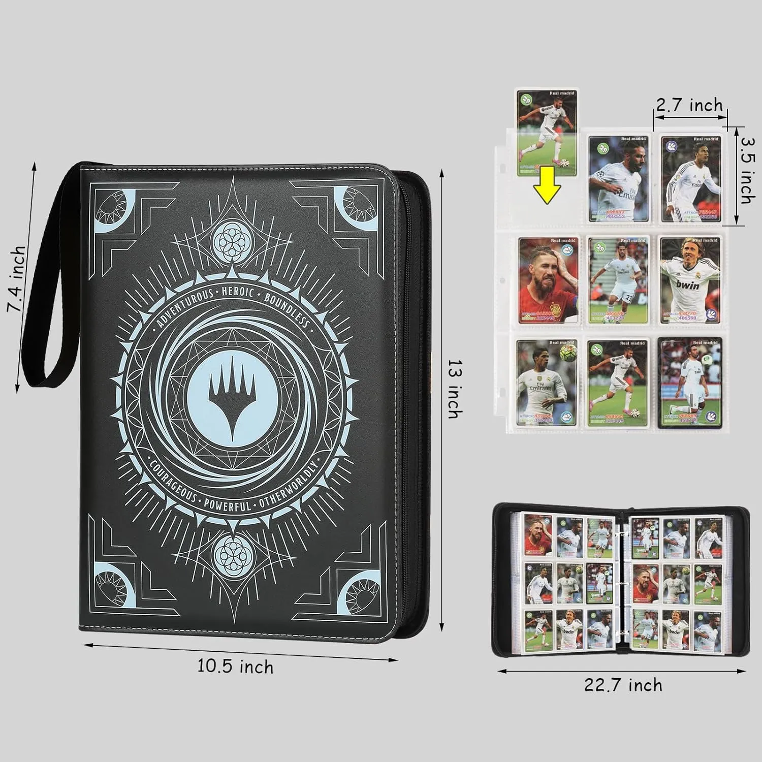 Card Binder 9-Pocket, Premium Trading Card Binder, Double Sided Pocket Collection Binder, Collector Album, Card Holder Holds 720 Cards for MTG,TCG,Yugioh,Game Cards