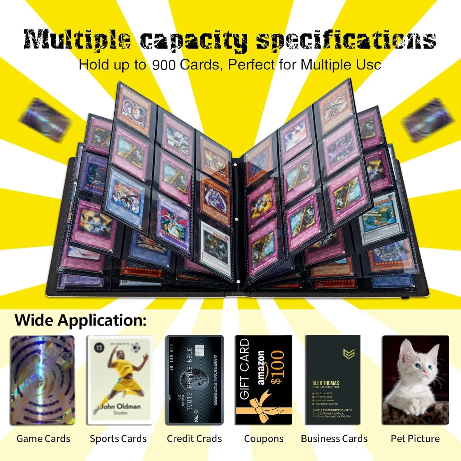 Card Binder - 9 Pocket Trading Card Album Folder,Leather 360 Side Loading Pocket Card Collection Binder for MTG,TCG,Sport Baseball,Butterfly Rose Flowers