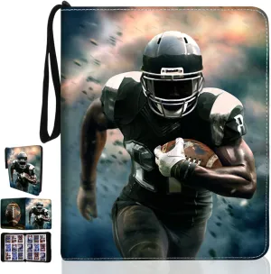 Card Binder Fits 900 Cards With 50 Removable Sleeves, Trading Card Albums for Sports, Basketball, Baseball, Football (Football-R-L)