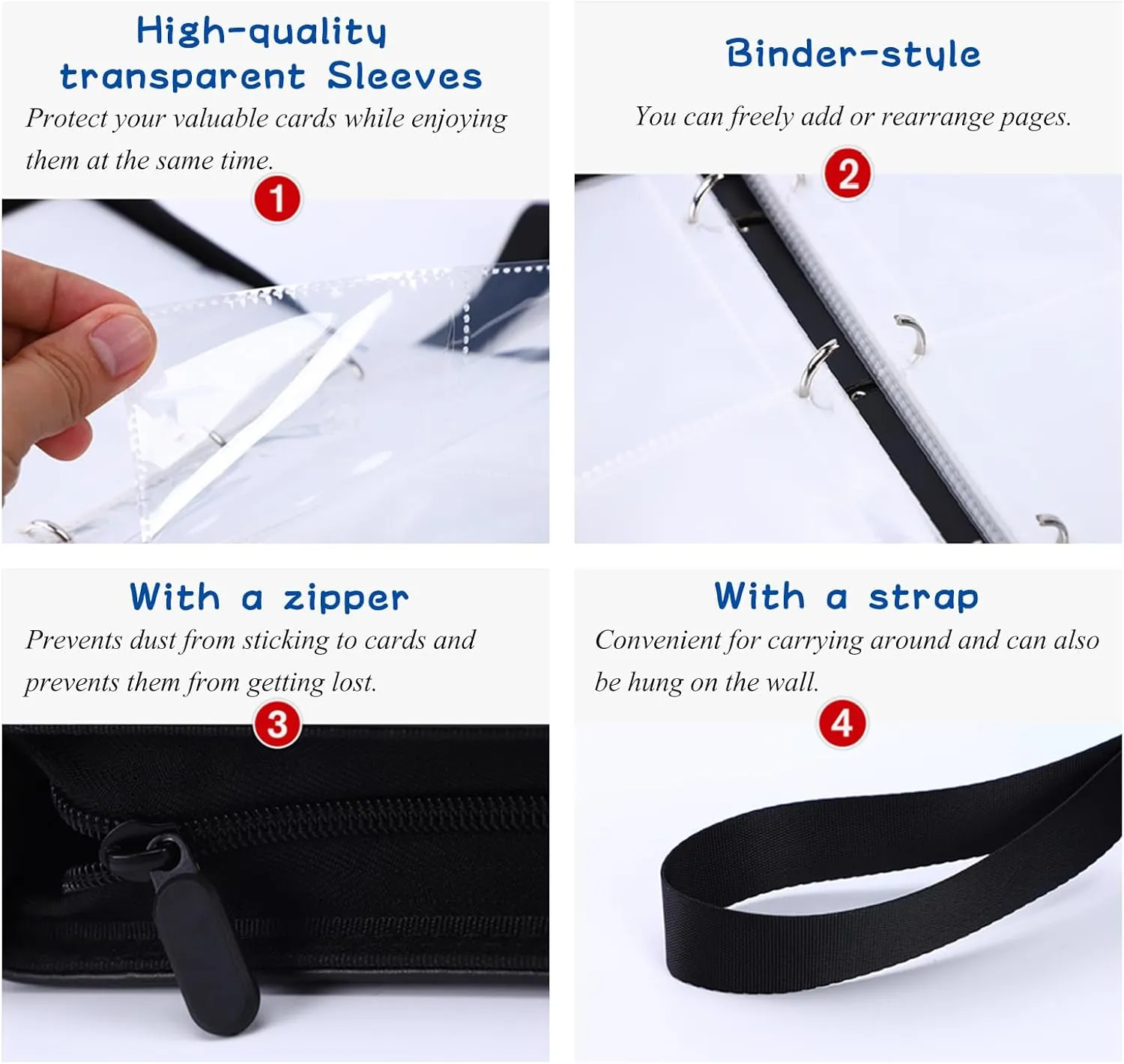 Card Binder with 9 Pockets - Holds Up to 900 Cards, Trading Card Collection Case Book (Blue, 9 Pockets/900 Cards)