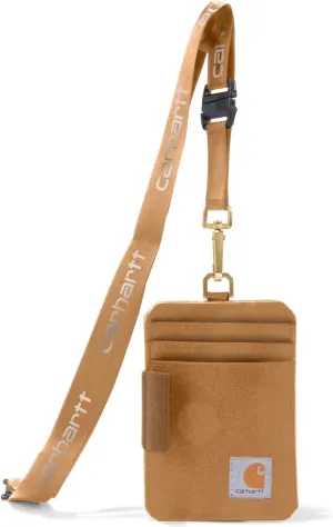 Carhartt unisex adult Nylon Duck Id Holder and Lanyard, Water-repellent Canvas Id Holder With Reflective Lanyard Wallet, Nylon Duck (Carhartt Brown), One Size US