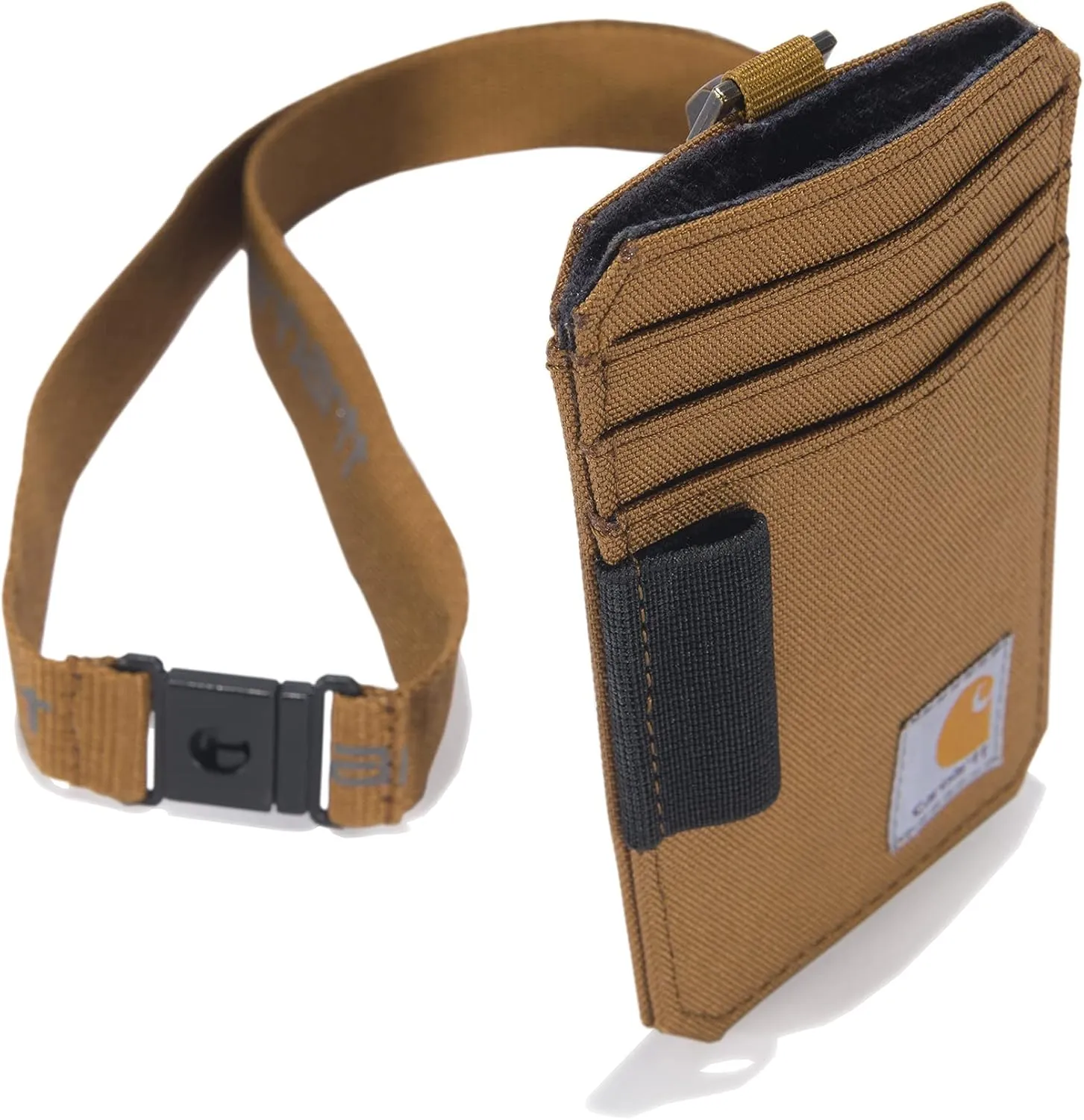 Carhartt unisex adult Nylon Duck Id Holder and Lanyard, Water-repellent Canvas Id Holder With Reflective Lanyard Wallet, Nylon Duck (Carhartt Brown), One Size US