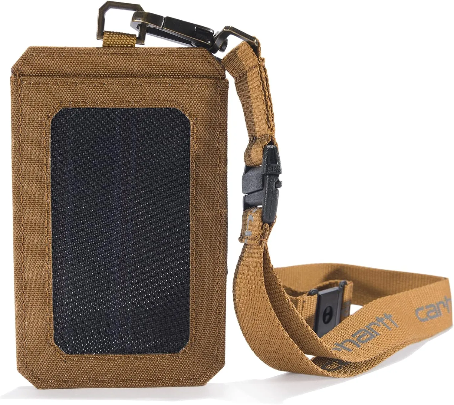 Carhartt unisex adult Nylon Duck Id Holder and Lanyard, Water-repellent Canvas Id Holder With Reflective Lanyard Wallet, Nylon Duck (Carhartt Brown), One Size US