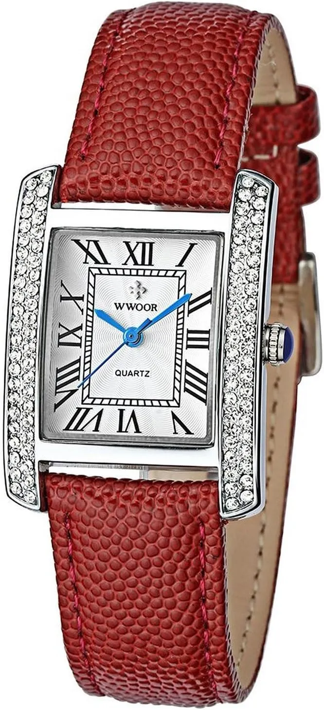 Carlien Luxury Square Dress Ladies Quartz Watch for Women Roman Dial Diamond Leather Strap Wrist Watch