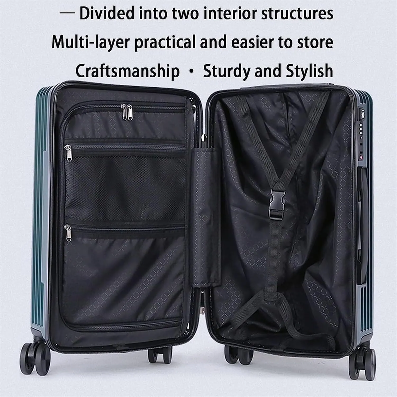 Carry-on Suitcase Luggage Portable Luggage with Spinner Wheels Carry On Luggage Drop-Resistant Locking Suitcase Carry-on Suitcases Carry On Luggages,Yellow-20 in (Grün 20 in)