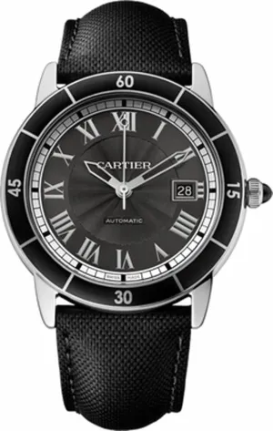 Cartier Men's 'Croisiere' Automatic Stainless Steel and Leather Casual Watch, Color:Black (Model: WSRN0003)