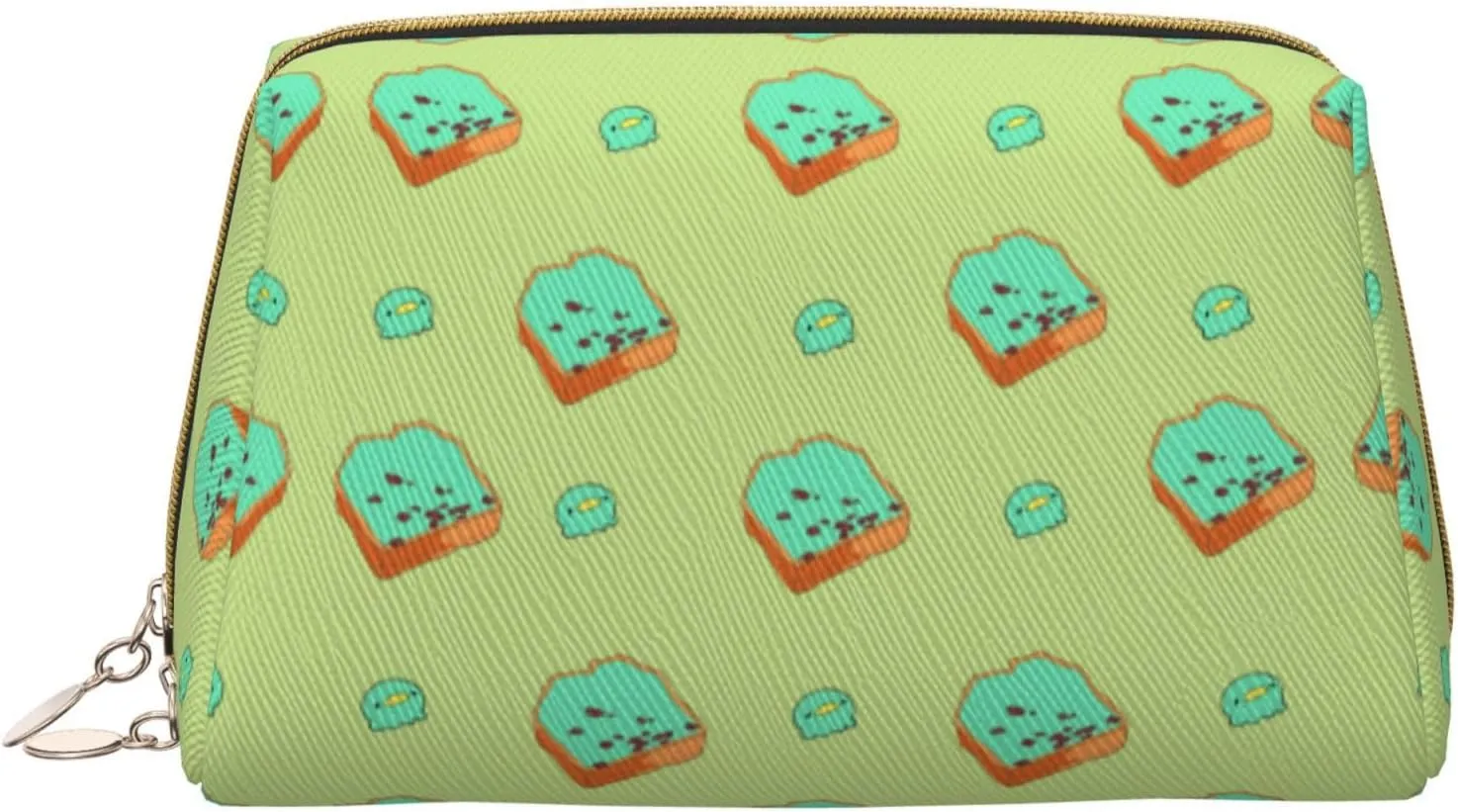 Cartoon Bread Slicesmakeup Bag Organizer,Toiletry Cosmetic Bag,Zipper Pouch Brushes Storage Case(Large)