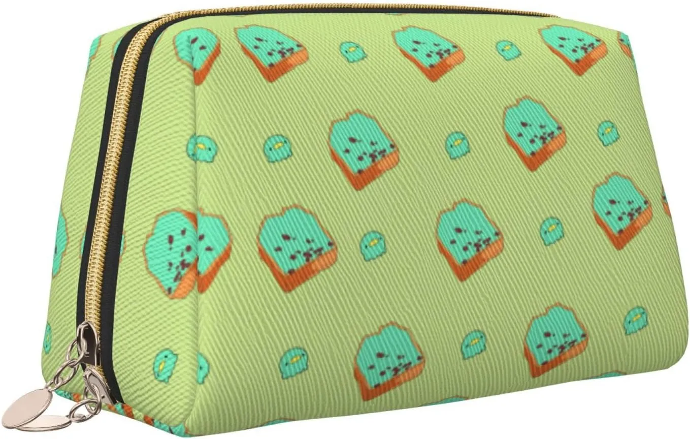 Cartoon Bread Slicesmakeup Bag Organizer,Toiletry Cosmetic Bag,Zipper Pouch Brushes Storage Case(Large)
