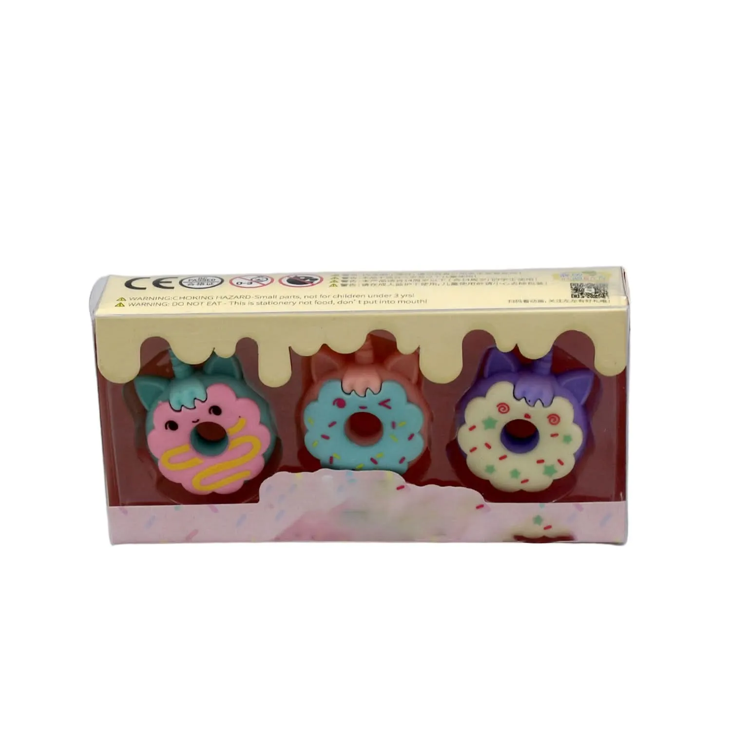 Cartoon Donut Erasers (3 Pc Set) – Non-Toxic Tree Shaped School Stationery for Kids