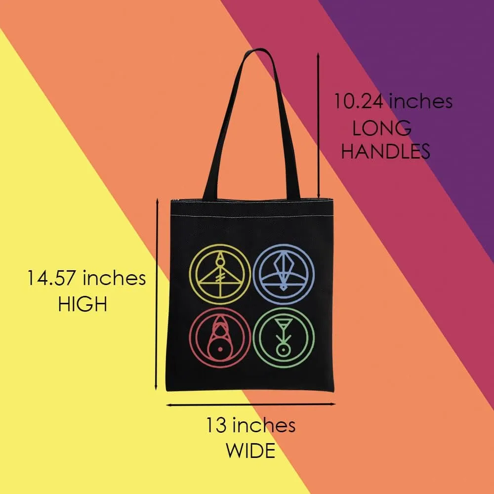 Cartoon House Glyph Tote Bag Cartoon House Fire Ice Plant Light Glyph Gift
