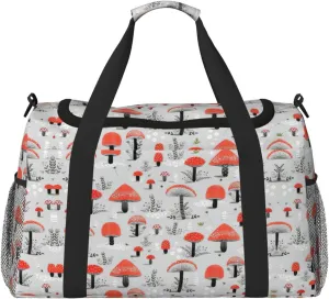Cartoon Mushrooms Print Everyday Use Travel Duffle Bag Large Capacity Travel Bag Stylish Functional Bag