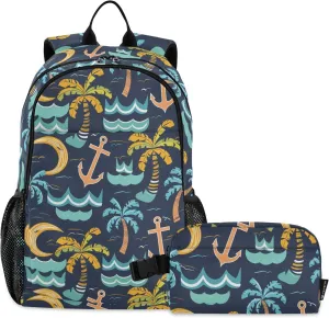 Cartoon Spear Lightweight Backpack for Kids School Bookbag with Lunch Bag Set for School Outside Activities Travel
