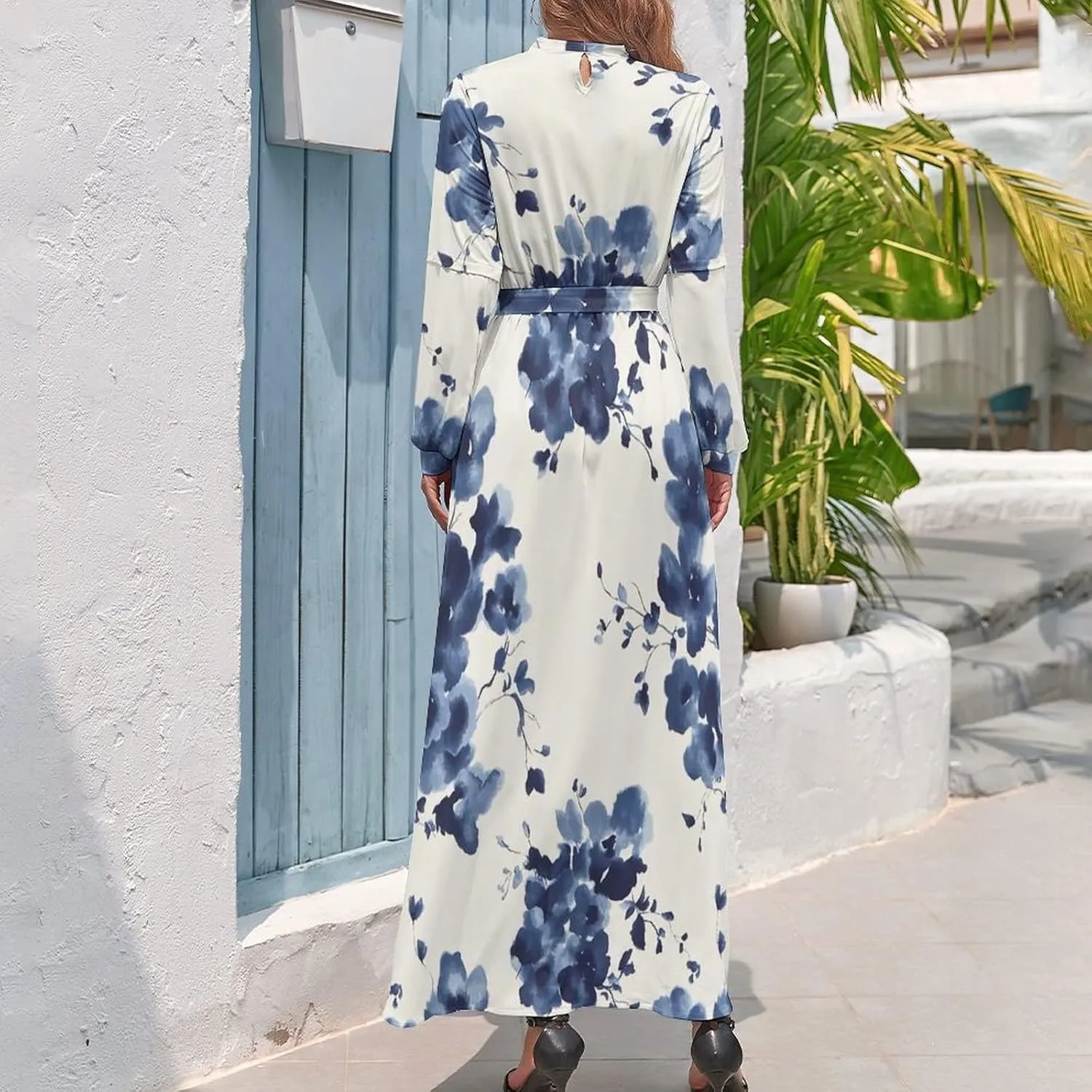 Casual Floral Print Long Dress for Women Girl's Summer Sun Beach