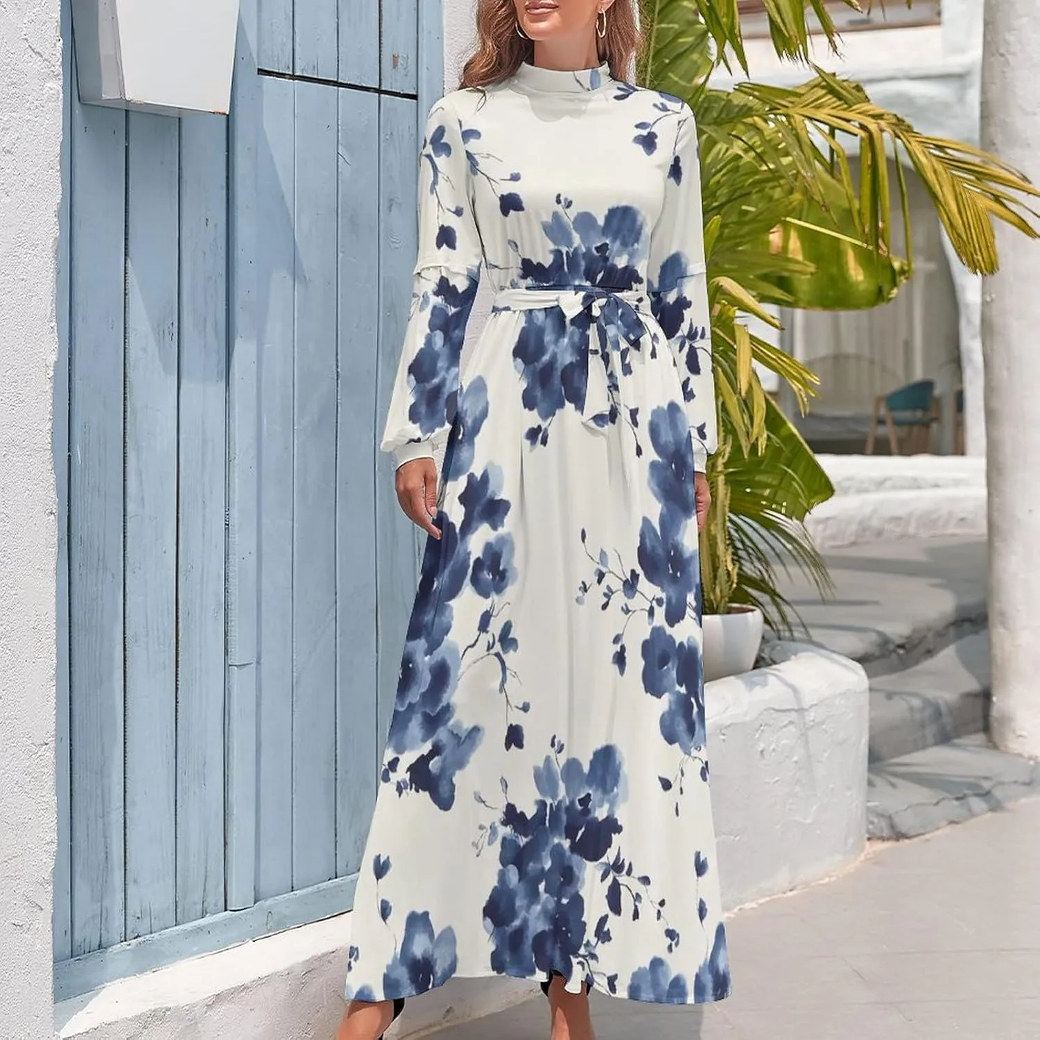 Casual Floral Print Long Dress for Women Girl's Summer Sun Beach