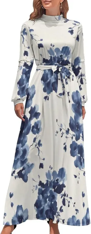 Casual Floral Print Long Dress for Women Girl's Summer Sun Beach