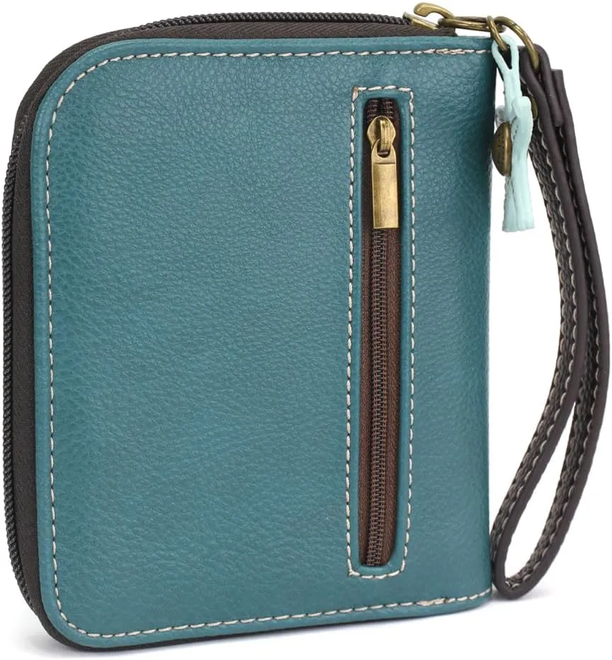 CHALA Handbags- Zip Around Wallet, Wristlet, 8 Credit Card Slots Sturdy Coin Purse for women (Dolphin)
