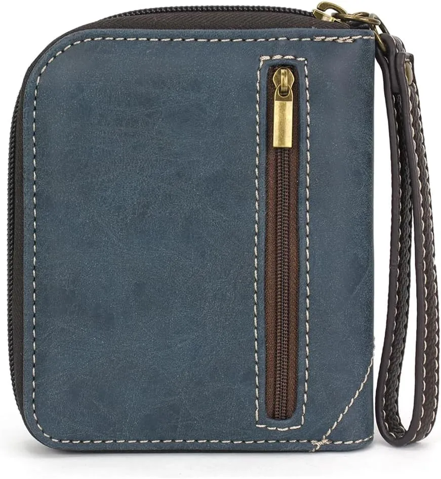 CHALA Zip Around Wallet, Wristlet, 8 Credit Card Slots, Sturdy Pu Leather - Big Foot - blue