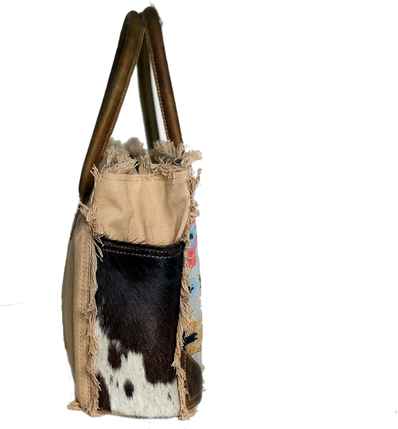 CHALLENGER Women Canvas Handwoven Brown Leather Handbag Tote Purse 17RT2112