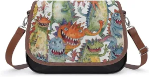 Chaotic Colorful Monsters Laptop Tote Bag Leather Computer Bags Lined Shoulder Purse Purses And Handbags Business Office Work Bag Top Handle Handbag for Women
