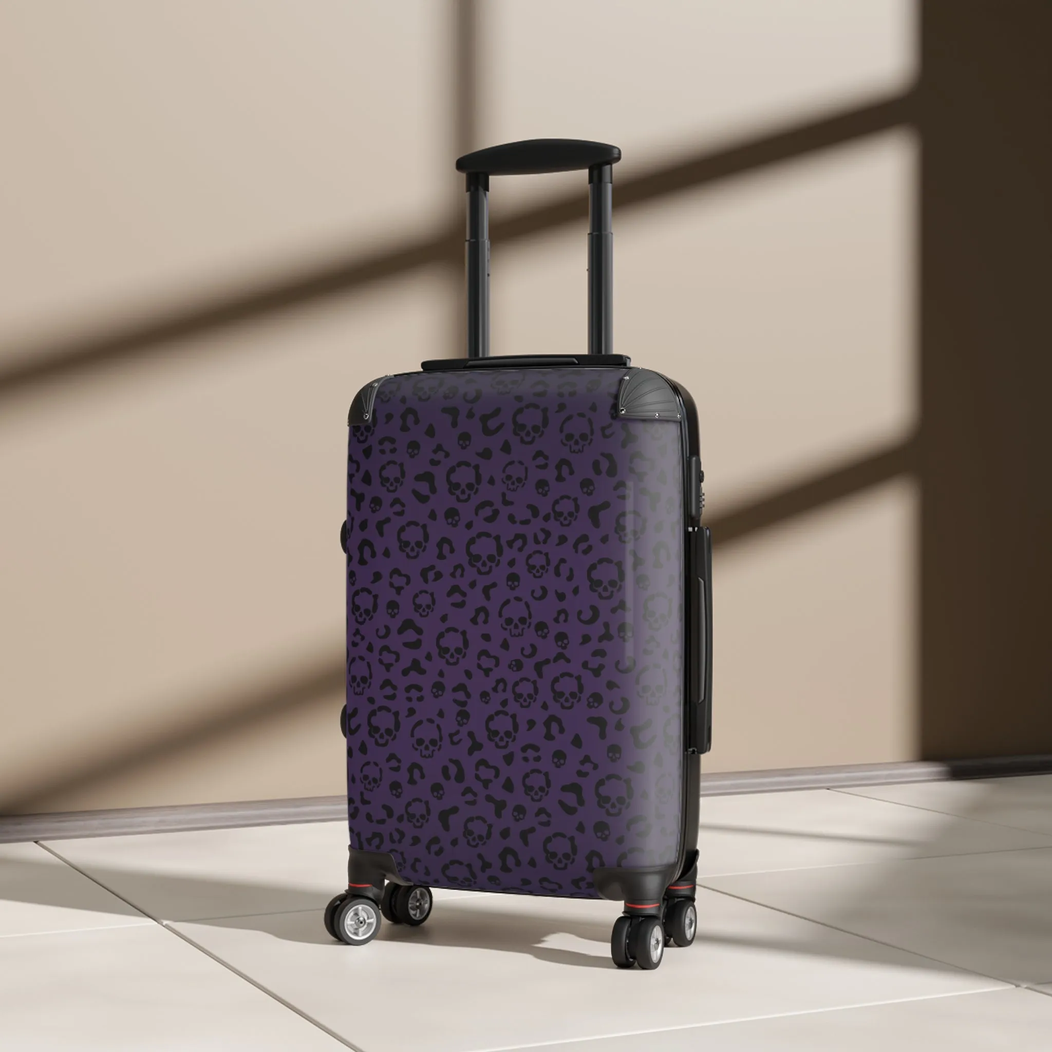 Cheetah Skulls in Purple Suitcase